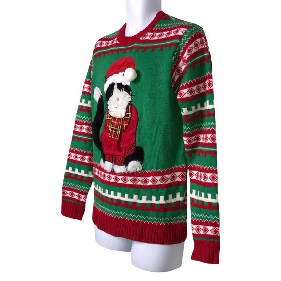 NWT 33 Degrees Pullover Sweater Mens S Santa Claus Cat Ugly Christmas Holiday - Picture 6 of 10